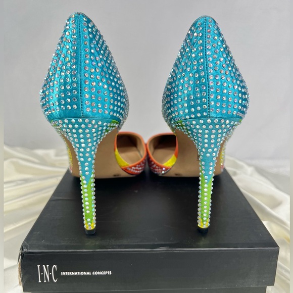 🔥 NEW Inc Rhinestone Pump Sandal Rainbow Colorful Shoe Size 11 - Picture 7 of 10